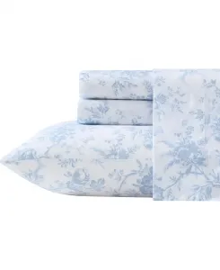 Комплект постельного белья Loveston из 3 предметов, хлопковый перкаль, плотность ткани 200 нитей, размер Twin Laura Ashley, синий