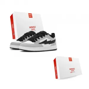 MINISO Лайтнинг М серия лоу топ скейтборд обувь унисекс белый черный серый, цвет White Black Gray