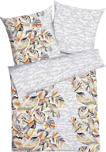 Комплект постельного белья JACK by Kaeppel из 2 предметов, премиальный сирсакер, 135x200 см, цвет "Абстрактные джунгли", оранжевый, серый, белый, на молнии Jack