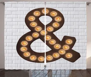 Штора ABAKUHAUS Луна в деревенском стиле, с амперсандом, универсальная ленточная штора для гостиной с петлями и крючками, 280 x 175 см, цвет: кокосовый, оранжевый и коричневый Abakuhaus