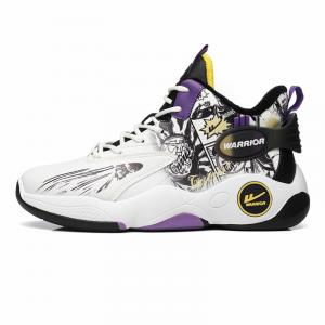 Кроссовки WARRIOR Vintage Basketball Shoes Men High-top White/Bright Concord/Aquamarine/Black, белый/фиолетовый