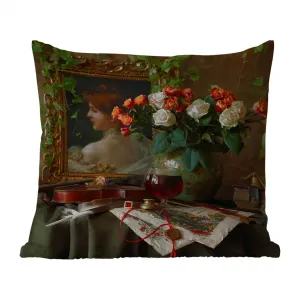 Подушка для улицы - Натюрморт - Живопись - Цветы - 40x40 см - Устойчива к погодным условиям - Подушка для отдыха - Подушка - Для интерьера - Обивка с изображением MuchoWow