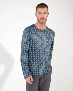 Мужская пижама из трикотажа с длинными штанинами и принтом Hom, мультиколор