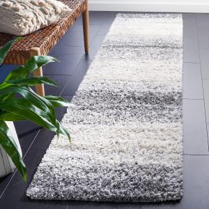 Ковер-дорожка SAFAVIEH, 67 x 275 см,  Berber Shag Collection Grey/Charcoal BER420F современный абстрактный, без ворса, для прихожей, гостиной, спальни