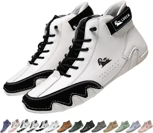 Мужские и женские ортопедические ботинки Чакка ручной работы из кожи, водонепроницаемые легкие ботинки для вождения, удобные для прогулок и нескользящие для походов Generic, белый/черный