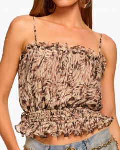 Далтон Топ с буфами и рюшами в коричневом цвете Тулум Ramy Brook