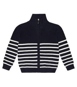 Полосатый хлопковый свитер Il Gufo, синий