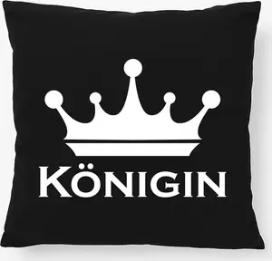 Подушка Huuraa Queen, подарок королеве стрельбы, 40x40 см с наполнителем, черный хлопок, декор в виде королевы Hellweg Druckerei