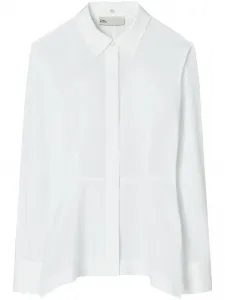 Поплиновая рубашка с баской Tory Burch, белый