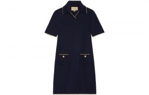 Платье с короткими рукавами женское синее Gucci