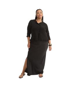 Женский свитер June + Vie с оборками по низу и пуговицами June & Vie, Black onyx