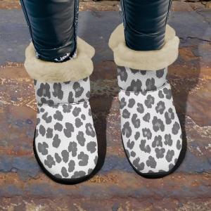Зимние женские ботинки Jeiento с животным принтом, теплые внутри, на подкладке, слипоны для зимней прогулки, Grey Leopard Print