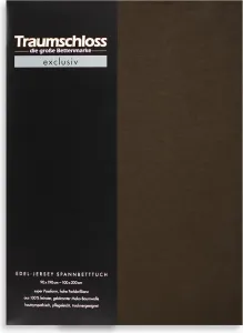 Простыня на резинке Exclusive Premium Jersey 90-100 x 200 см, шоколадного цвета, 150 г/м², 100% расчесанный хлопок Мако Traumschloss
