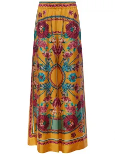 Шелковые брюки палаццо с графичным принтом La DoubleJ, желтый