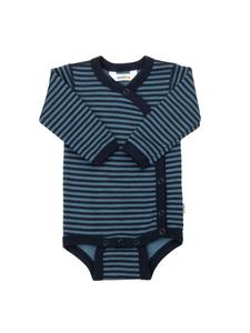 Joha Боди с длинными рукавами и запахом, изготовленное из мериносовой шерсти, синего цвета