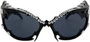 Женские солнцезащитные очки Melrose Oversized Vintage с бриллиантами, защита от ультрафиолета UV400, модель 5577, Black