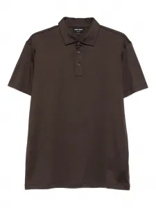 Рубашка-поло на пуговицах Giorgio Armani, коричневый