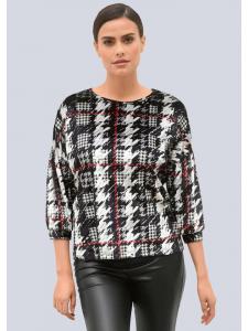 Alba Moda Футболка с узором «гусиная лапка» черного цвета