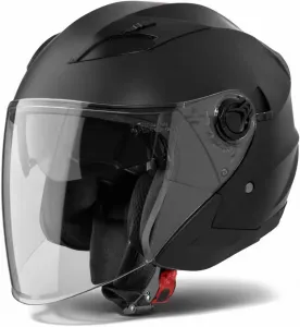 Шлем VINZ Calobra Jet с солнцезащитным козырьком и защитным экраном | Шлем для скутера/мотоцикла | Сертифицирован по стандарту ECE 22.06 | Размеры XS-XXL, matte black