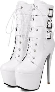 Ботинки для танцев на платформе Polo, женские, до щиколотки, высота каблука 6 дюймов / 15,5 см Ceciloroda, White