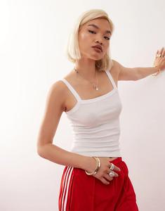 Майка COLLUSION с завышенной талией и ребристым узором, белого цвета