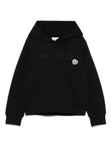 Худи с вышитым логотипом Moncler Enfant, черный