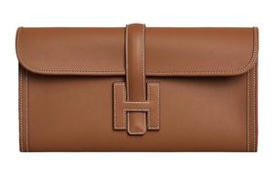 HERMES Кожаный клатч Jige Elan Swift женский 37 Gold