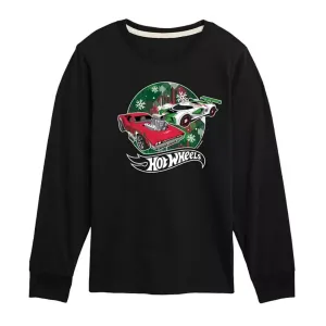 Мальчиковая праздничная футболка с длинным рукавом и принтом 8-20 Hot Wheels, черный
