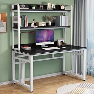 Компьютерный стол Xinmeikai с полками, белая рама + карбон, 140x60x170 см