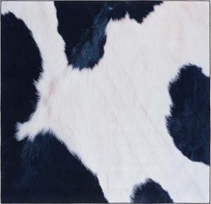 Ковер SAFAVIEH, 183 x 183 см, из коллекции Washable Rug Faux Hide - Ivory & Dark Blue, противоскользящий, с принтом Cow Print, идеально для гостиной, спальни, домашнего офиса, столовой (FAH548A)