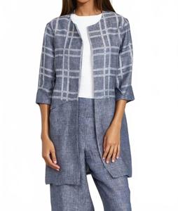 Пальто Carrie Car Coat в клетку индиго Eva Franco, Indigo Plaid