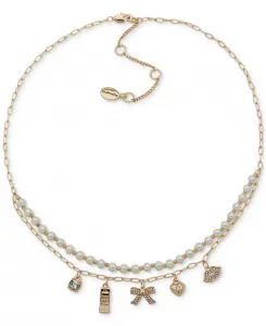 Эффектное многослойное ожерелье с подвесками из золотистых кристаллов и бусинами из искусственного жемчуга, 16 дюймов + 3 дюйма Clueless, silver