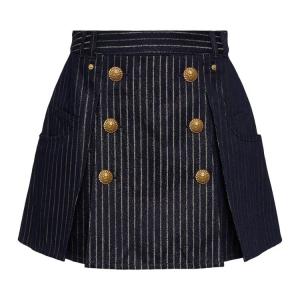Юбка Balmain Pinstripe Button Detailed Skirt, синий