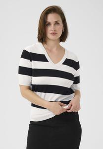 Футболка Kaffe LIZZA STRIPED V-NECK, Turtledove Black Boldstripe/Multi-Coloured