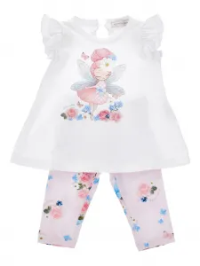 Комплект из топа и брюк с оборками Monnalisa, белый