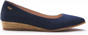 Женские сандалии Viscata Rubina Canvas Flat Handmade с клиновидным каблуком 1 1/4 дюйма из дышащего хлопкового канваса, с подкладкой из высококачественной кожи и средней подошвой из 100% натурального джута для любых повседневных случаев, темно-синий
