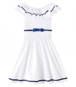 Платье с рюшами Monnalisa, Bianco+Blu