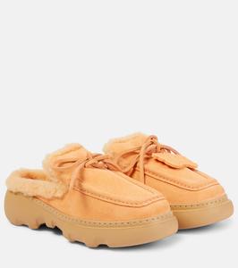 Мюли Stony из замши с подкладкой из искусственного меха Burberry, Marshmallow
