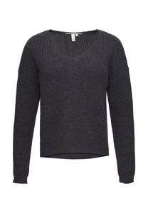 Джемпер MIT ÜBERSCHNITTENEN SCHULTERN IN MELANGE OPTIK QS, черный