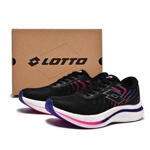 LOTTO Износостойкие, дышащие, нескользящие, низкие кроссовки для бега, женские, черные/ярко-розово-красные