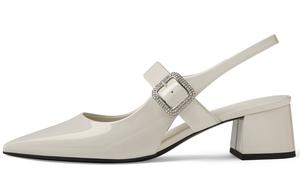 CHARLES&KEITH Смолл Си Кей Чанки на каблуке 5,3 см женские мелово-белые, цвет Chalk White