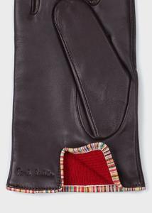 Кожаные перчатки с фирменной полосатой окантовкой Paul Smith, цвет Dark Brown