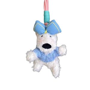 Стильный кулон с бантом, плюшевый брелок в виде тибетской горной собаки, высота 15см MERCONSER, синий