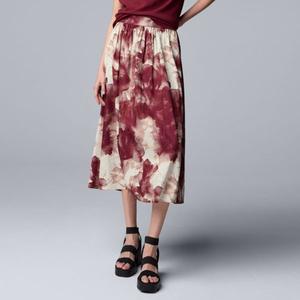 Женская плиссированная миди-юбка Simply Vera Vera Wang, цвет wine floral