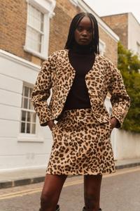 Леопардовая скульптурная куртка кокон River Island, коричневый