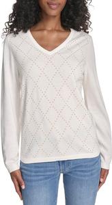 Женский свитер Tommy Hilfiger Hotfix с длинным рукавом и V-образным вырезом, Ivory