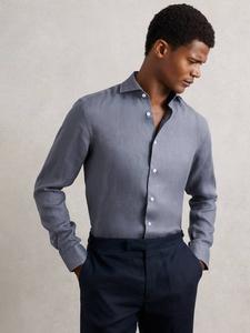 Рубашка Ruban из льна с пуговицами по всей длине Reiss, Airforce Blue