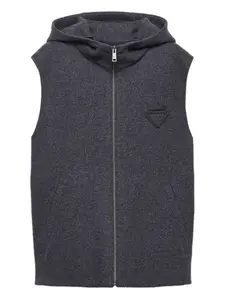 Жилет на молнии с капюшоном Prada, серый