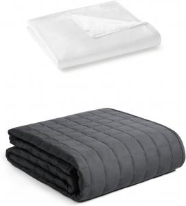 Утяжеленное одеяло 15 фунтов (6,8 кг) с охлаждающим чехлом из вискозы, размер 122х183 см, идеально для односпальной или полуторной кровати