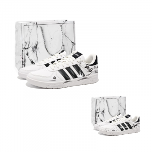 Courtbeat Smiley Face, Dream Creation, китайский стиль, новый китайский стиль, низкие скейтбордные кроссовки с ручной росписью Adidas Neo, белый